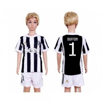 Juventus #1 Buffon Home Kid Soccer Club Jersey