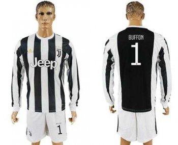 Juventus #1 Buffon Home Long Sleeves Soccer Club Jersey