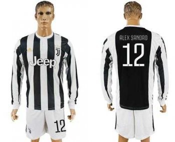 Juventus #12 Alex Sandro Home Long Sleeves Soccer Club Jersey