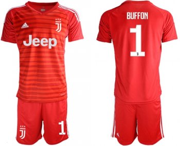 Juventus #1 Buffon Red Goalkeeper Soccer Club Jersey