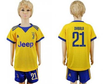 Juventus #21 Dybala Away Kid Soccer Club Jersey