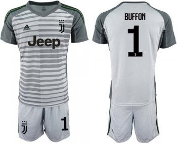 Juventus #1 Buffon Grey Goalkeeper Soccer Club Jersey