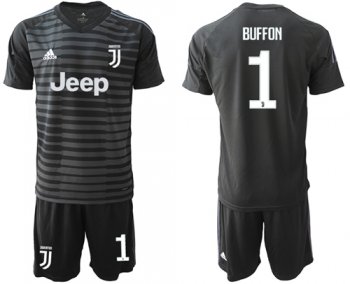 Juventus #1 Buffon Black Goalkeeper Soccer Club Jersey