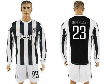 Juventus #23 Dani Alves Home Long Sleeves Soccer Club Jersey