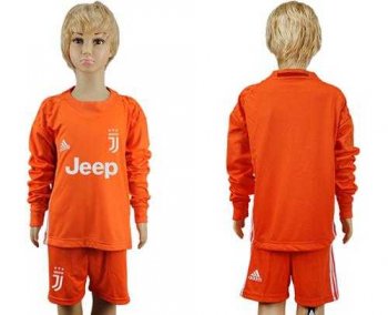 Juventus Blank Orange Goalkeeper Long Sleeves Kid Soccer Club Jersey