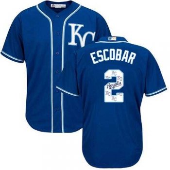 Kansas City Royals #2 Alcides Escobar Royal Blue Team Logo Fashion Stitched MLB Jersey