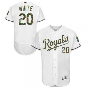 Kansas City Royals #20 Frank White White Flexbase Authentic Collection Memorial Day Stitched MLB Jersey