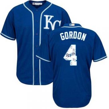 Kansas City Royals #4 Alex Gordon Royal Blue Team Logo Fashion Stitched MLB Jersey