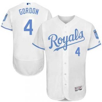 Kansas City Royals #4 Alex Gordon White Flexbase Authentic Collection Father's Day Stitched MLB Jersey