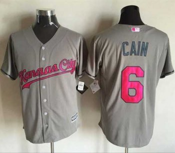 Kansas City Royals #6 Lorenzo Cain Grey New Cool Base 2016 Mother's Day Stitched Baseball Jersey