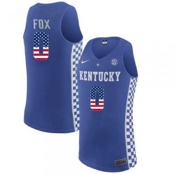 Kentucky Wildcats #0 De'Aaron Fox Blue College Basketball Jersey