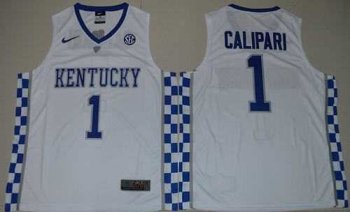 Kentucky Wildcats #1 John Calipari White Basketball Elite Stitched NCAA Jersey