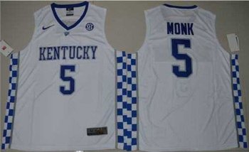 Kentucky Wildcats #5 Malik Monk White Basketball Elite Stitched NCAA Jersey