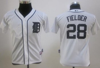 Kids Detroit Tigers 28 Prince Fielder White MLB Jerseys Cheap