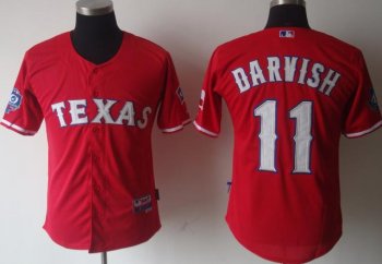 Kids Texas Rangers # 11 Yu Darvish red Cool Base Jerseys w 40th Anniversary Patch Cheap