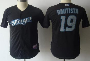 Kids Toronto Blue Jays 19 Jose Bautista Black Jersey Cheap