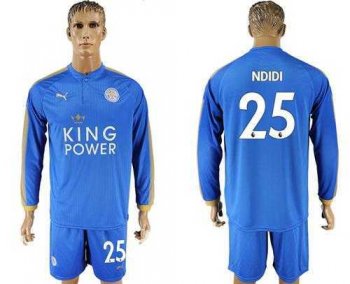 Leicester City #25 Ndidi Home Long Sleeves Soccer Club Jersey