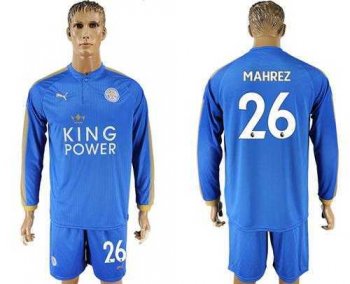 Leicester City #26 Mahrez Home Long Sleeves Soccer Club Jersey