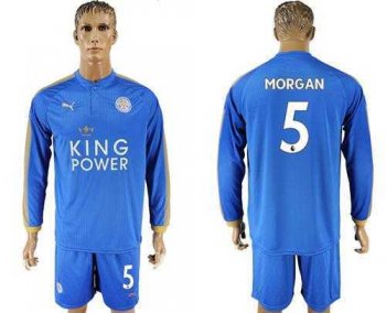 Leicester City #5 Morgan Home Long Sleeves Soccer Club Jersey