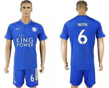 Leicester City #6 Huth Home Soccer Club Jersey