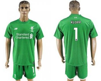 Liverpool #1 Klopp Green Goalkeeper Soccer Club Jersey