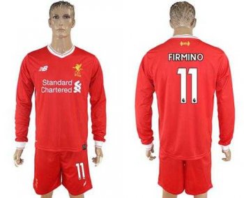 Liverpool #11 Firmino Home Long Sleeves Soccer Club Jersey