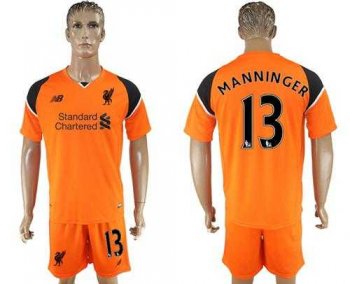 Liverpool #13 Manninger Orange Goalkeeper Soccer Club Jersey