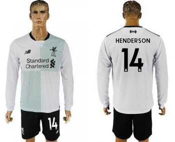 Liverpool #14 Henderson Away Long Sleeves Soccer Club Jersey