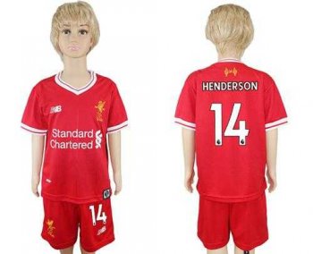 Liverpool #14 Henderson Red Home Kid Soccer Club Jersey