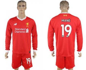 Liverpool #19 Mane Home Long Sleeves Soccer Club Jersey