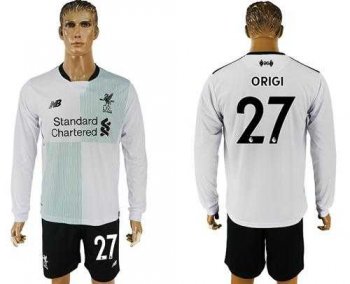 Liverpool #27 Origi Away Long Sleeves Soccer Club Jersey