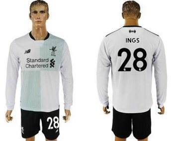 Liverpool #28 INGS Away Long Sleeves Soccer Club Jersey