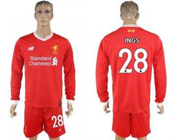 Liverpool #28 INGS Home Long Sleeves Soccer Club Jersey