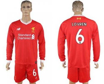 Liverpool #6 Lovren Home Long Sleeves Soccer Club Jersey