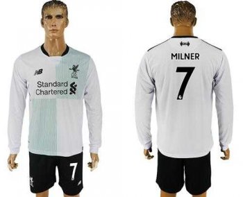 Liverpool #7 Milner Away Long Sleeves Soccer Club Jersey