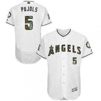 Los Angeles Angels Of Anaheim #5 Albert Pujols White Flexbase Authentic Collection Memorial Day Stitched MLB Jersey