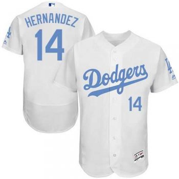 Los Angeles Dodgers #14 Enrique Hernandez White Flexbase Authentic Collection Father's Day Stitched MLB Jersey