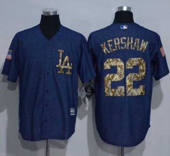 Los Angeles Dodgers #22 Clayton Kershaw Denim Blue Salute to Service Stitched Baseball Jersey