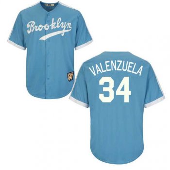 Los Angeles Dodgers #34 Fernando Valenzuela Light Blue Cooperstown Throwback Stitched Baseball Jersey