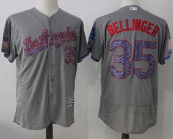 Los Angeles Dodgers #35 Cody Bellinger Grey Fashion Stars & Stripes Flexbase Authentic Stitched MLB Jersey