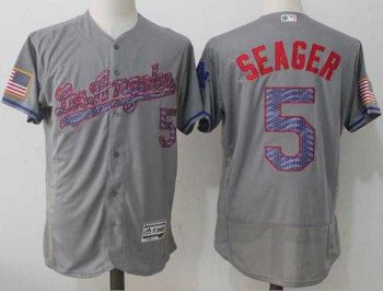 Los Angeles Dodgers #5 Corey Seager Grey Fashion Stars & Stripes Flexbase Authentic Stitched MLB Jersey