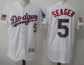 Los Angeles Dodgers #5 Corey Seager White Fashion Stars & Stripes Flexbase Authentic Stitched MLB Jersey