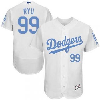 Los Angeles Dodgers #99 Hyun-Jin Ryu White Flexbase Authentic Collection Father's Day Stitched MLB Jersey