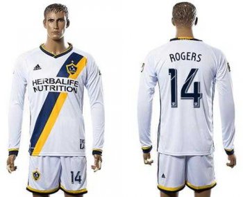 Los Angeles Galaxy #14 Rogers Home Long Sleeves Soccer Club Jersey