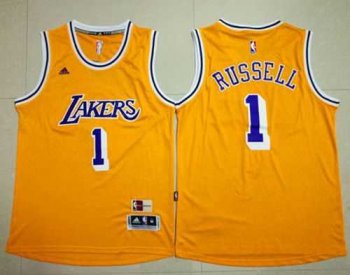 Los Angeles Lakers #1 D'Angelo Russell Gold Throwback Stitched NBA Jersey