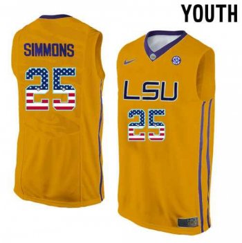 Youth LSU Tigers #25 Ben Simmons Gold Youth College Basketball Jersey