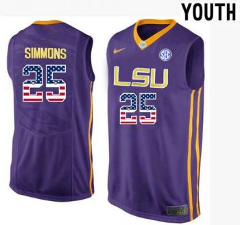 Youth LSU Tigers #25 Ben Simmons Purple Youth College Basketball Jersey