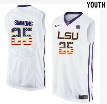 Youth LSU Tigers #25 Ben Simmons White Youth College Basketball Jersey