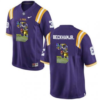 LSU Tigers #3 Odell Beckham Jr. Purple With Portrait Print College Jersey