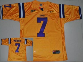 LSU Tigers Trynn Mathieu 7 Yellow College Jersey